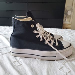 Black high top platform converse
